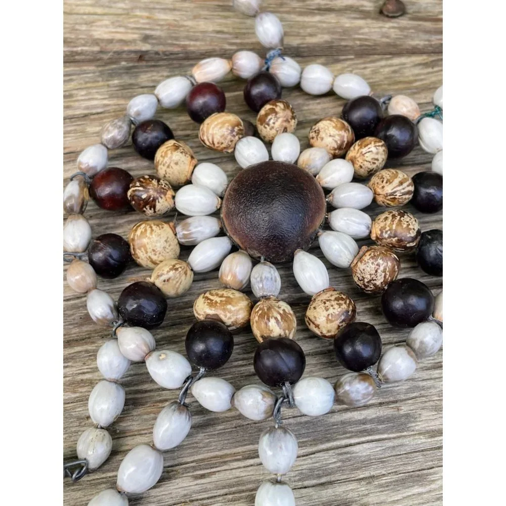 Vintage Hippy Festival HUGE Medallion Seed/Nuts Pendant NEcklace - Picture 9 of 11
